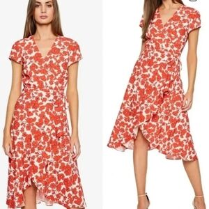 Bardot Fiesta Floral Faux Wrap Dress ORANGE FLORAL